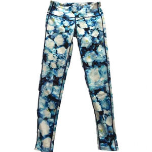 Athleta Chaturanga Blue Floral Crush Leggings Size S Small Exercise Athleticetic